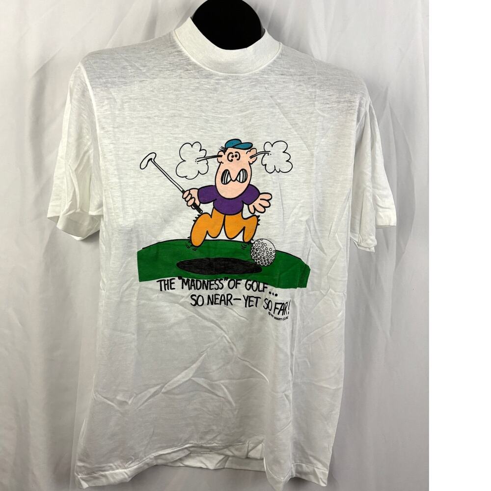 VTG 1987 Madness of Golf Deadstock T-Shirt XL‎ Rebel USA Cartoon Humor NWT